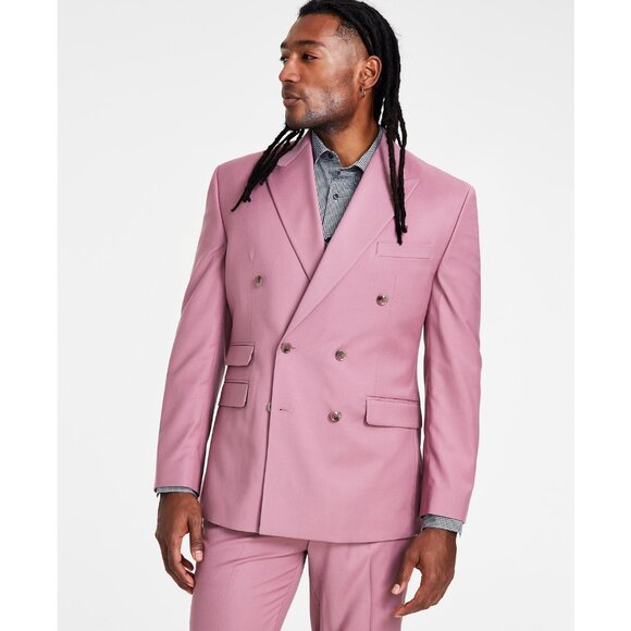 Tayion Men's Classic-Fit Solid Double-Breasted Suit Jacket Purple 38S B4HP $360 - Picture 1 of 4